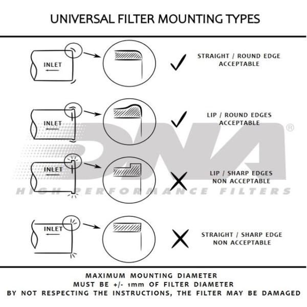 DNA Air Filters - Universal Filter Oval ID 62mm - Rubber Top