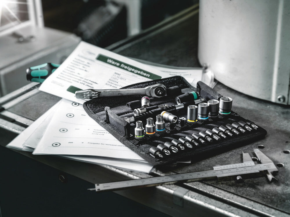 Wera Tools - 8100 Sa 12 Hf Zyklop Metal Ratchet Set Push-Through Square, 1/4" Drive, Holding Function - 05003756001
