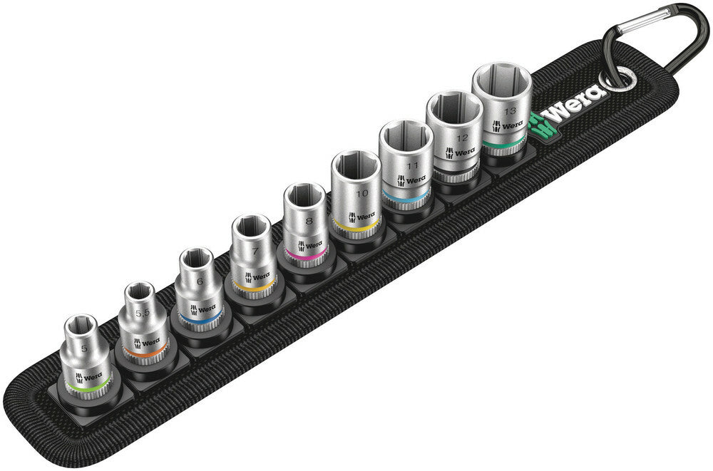 Wera Tools - Belt 4 Zyklop Socket Set, 1/4" Drive, 9 Pieces - 05003883001